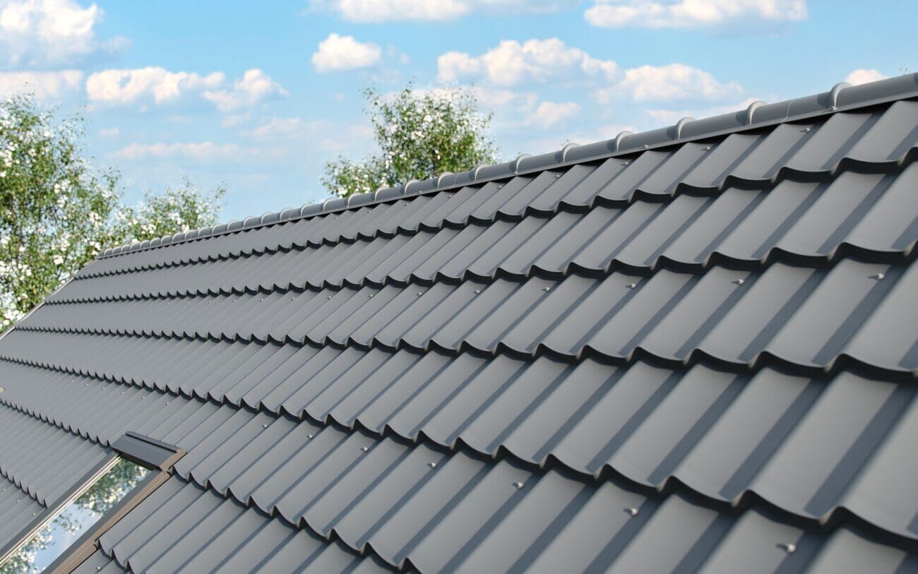 close-up of a metal roof