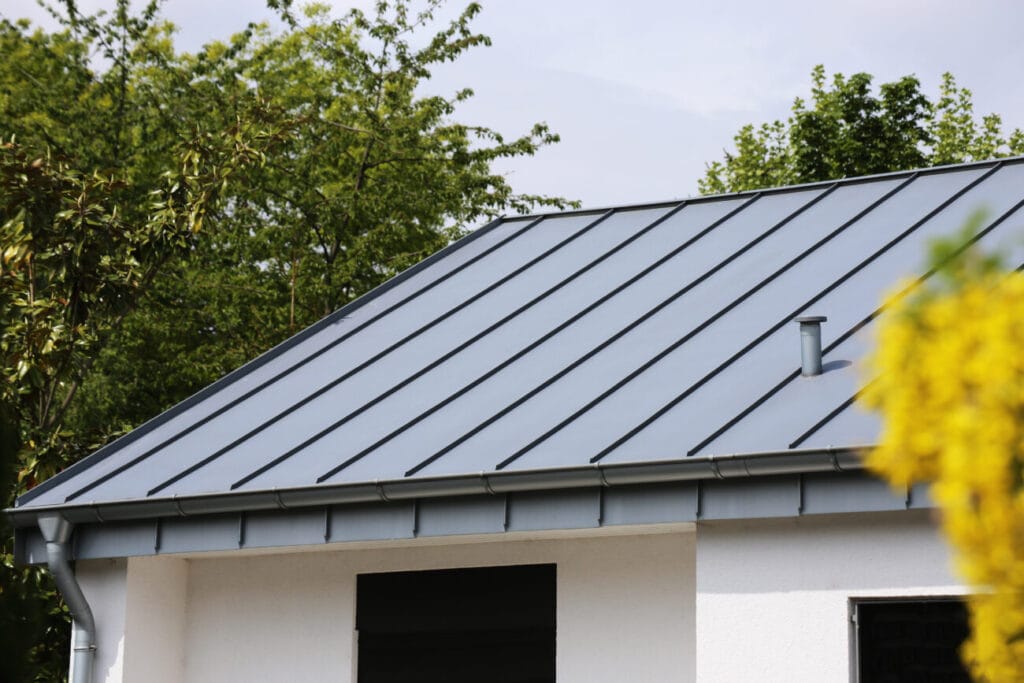 photo of a standing seam metal roof on a residential home
